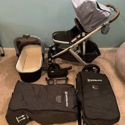 UPPAbaby VISTA Stroller with Bassinet, Travel Bags, Snack Tray, Cup Holder and Carry-All Organizer