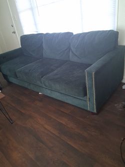 Green Suade Couch And Loveseat (USB Connection ) Must Pick Up