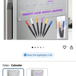 Clear Acrylic Magnetic Calendar 