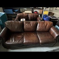 Brown Leather - Couch, Loveseat, 1x Recliners (set)