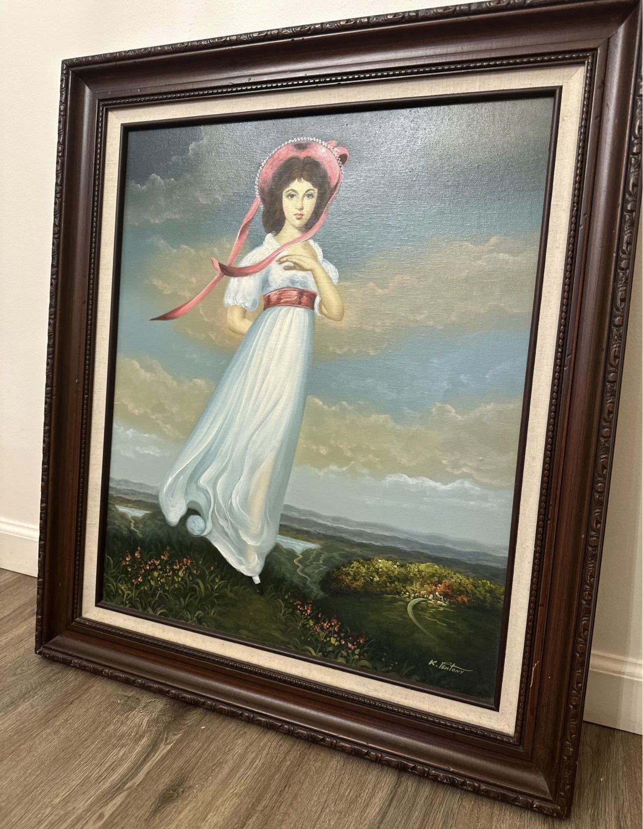 Vintage signed “Pinkie” oil painting by k. Pentony