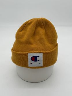 Champion Yellow Hat Winter Warm Unisex Onesize Beanie Logo Patch