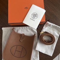 NEW HERMES Gold Clemence  GHW Mini Evelyne TPM