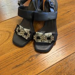 Tory Burch Delaney Embellished Leather Block Heels