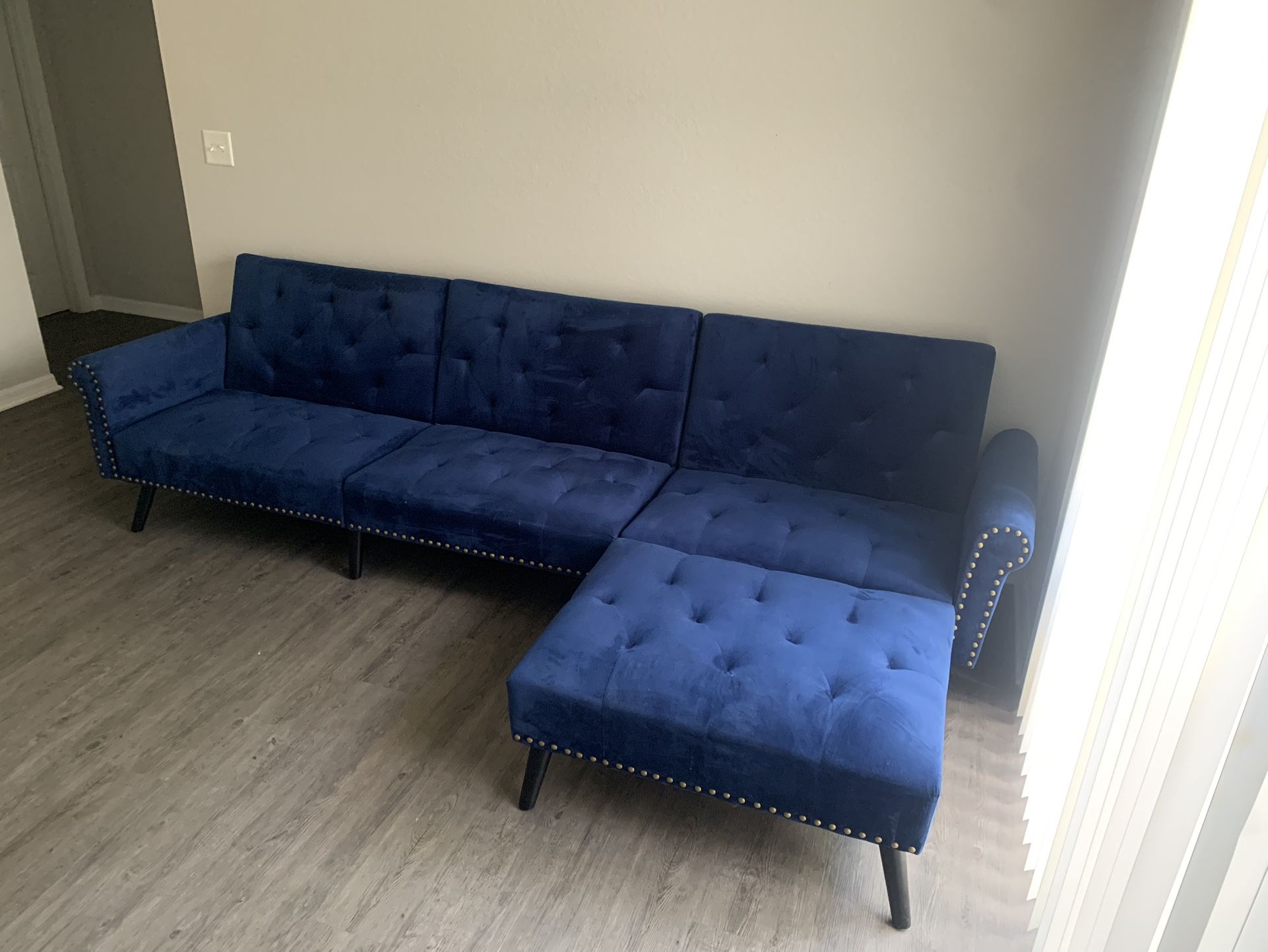 Navy Blue Suede Couch