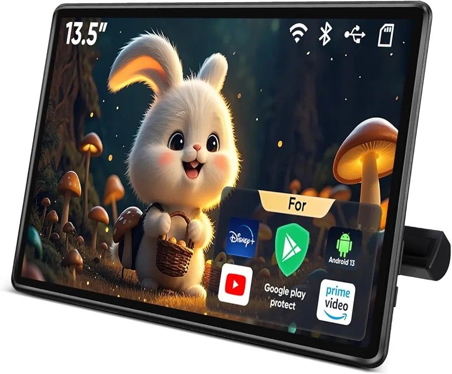 13.5 Inch Android Car Headrest Monitor Screen,Car Tablet TV Support Touchscreen WiFi Bluetooth Wireless Airplay Mirror Link HDMI SD USB Car Video Play