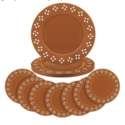 Havawish 24 Pcs Mexican Plates 13 Inch De Barro Mexican Floral Charger Plate Traditional Design Plates Mexico Plate for Mexican Wedding Baby Shower Pa