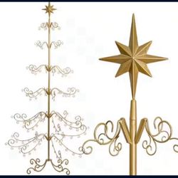 6.4 ft. Black / golden Color Metal Artificial Christmas Tree Frame Stand with Hooks for Decorative Ornaments 96815 Barton