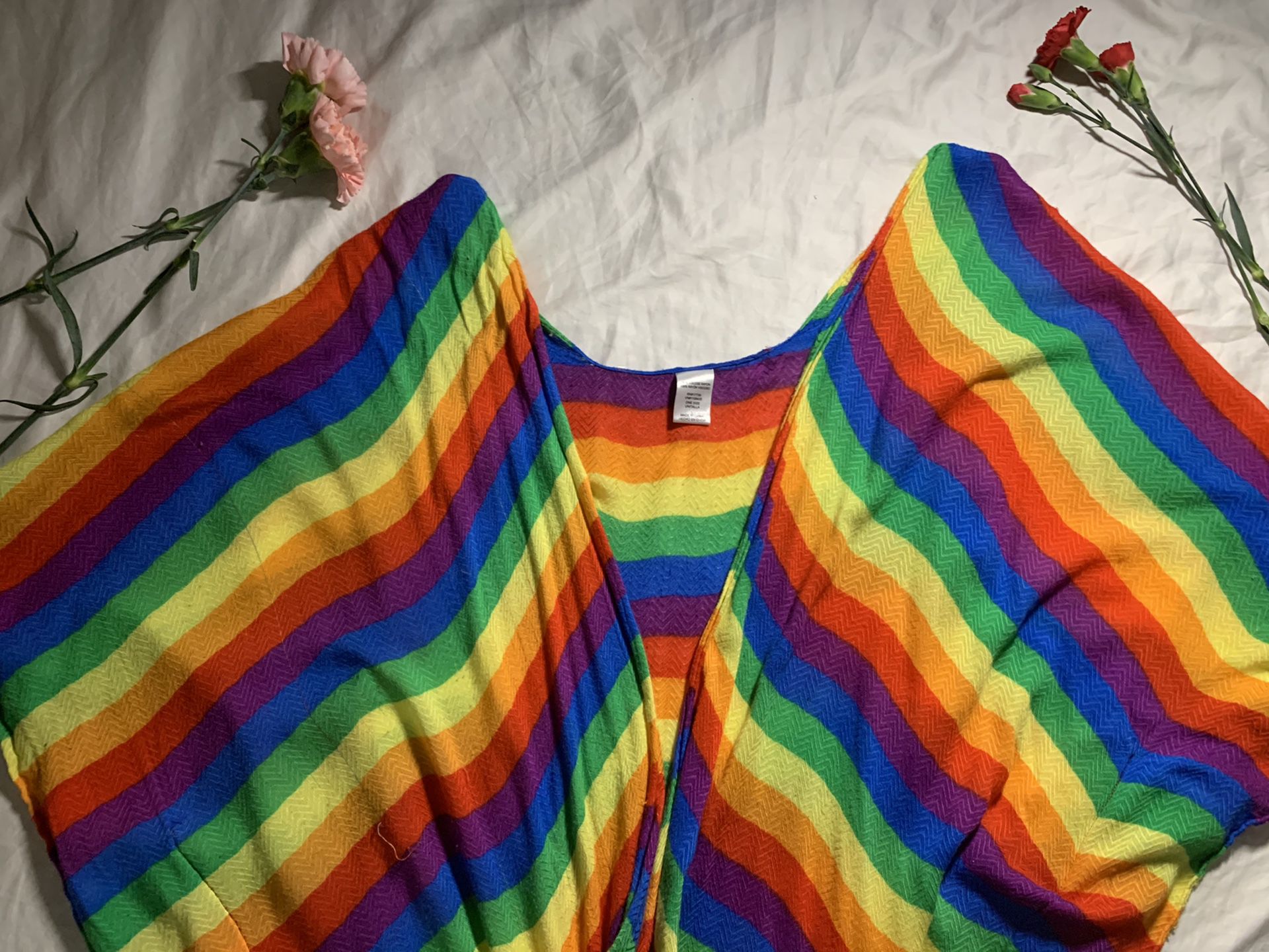 rainbow fringe shawl coverup