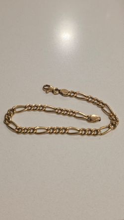 18K Gold Figaro-Link Bracelet – 8" – 6.48 Grams
