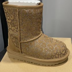 Ugg Classic Glitter Leopard Kids Size 8 New