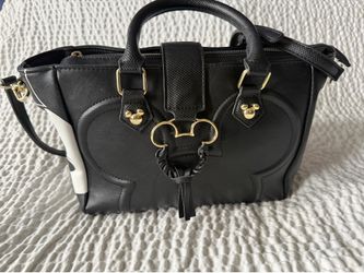Disney Mickey Mouse Black Faux Leather Satchel Bag