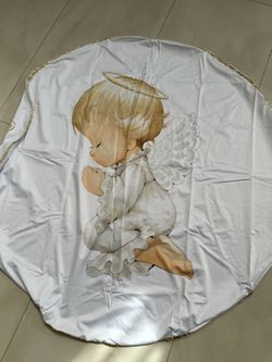 Baptism Double Sided ded Pattern Party locked Round Backdrop Cover, 5 ft