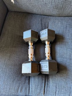 15 lb Hex Dumbbells Pair