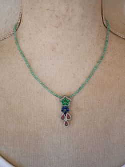 Handmade genuine emerald necklace 18 inches
