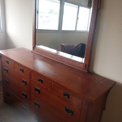 Dresser. With Mirror. Wood Wooden