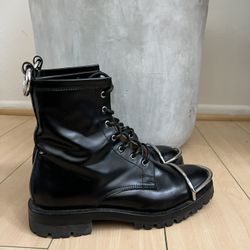Alexander Wang Kennah Black Spazzlolatto Combat Boots