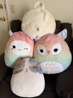 Three Squishmallow and one bean bag