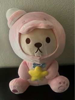 Shizukana Sea Pink Bear Plush toy holding a Star 14” Japan Anime Cartoon