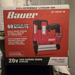 Bauer 20V Cordless 18 Gauge Narrow Crown Stapler