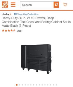 Heavy-Duty 80 inch. w 10-Drawer, Deep Combination Tool Chest and Rolling Cabniet Set in Matte Black