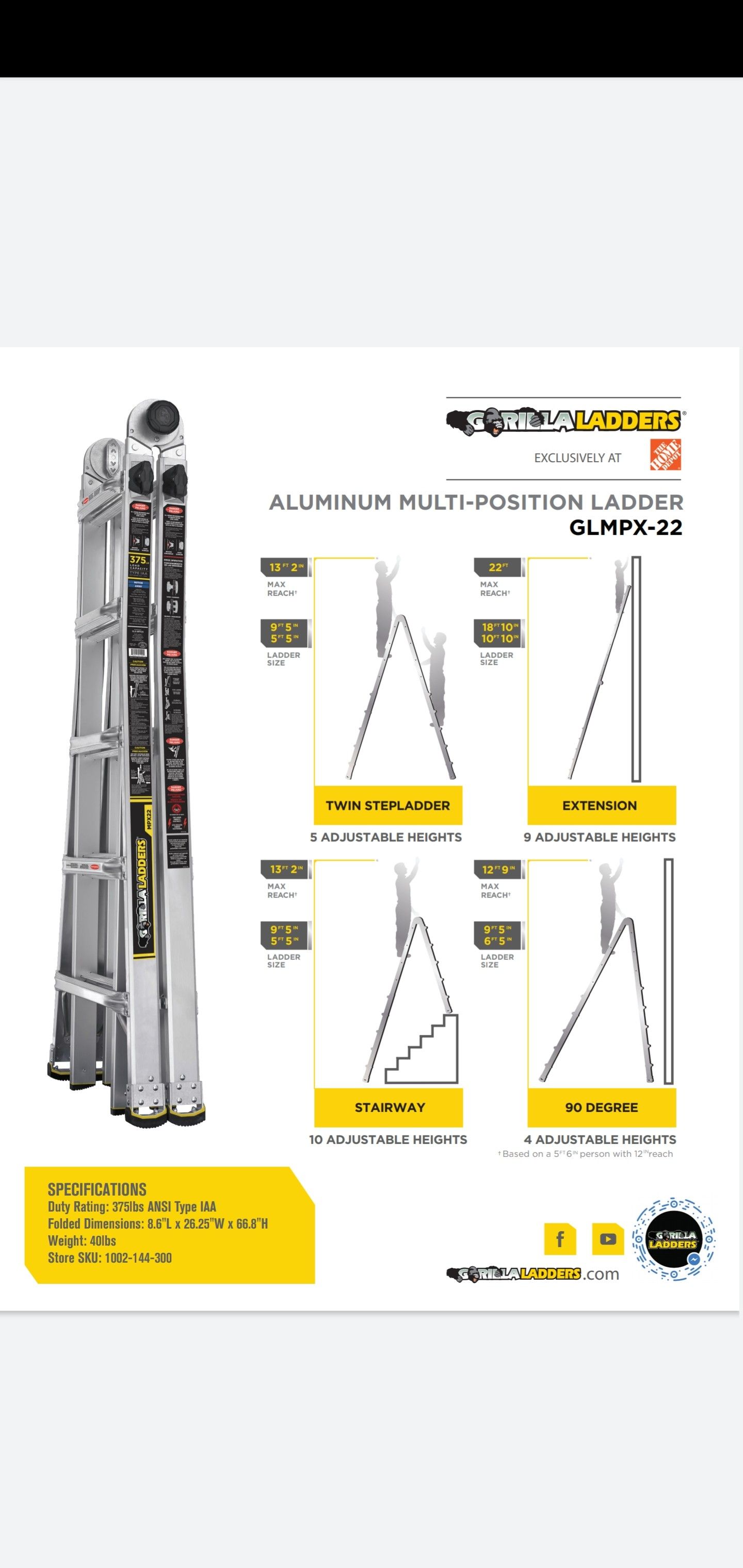 Gorilla Ladder MPX22 for Sale in Tampa, FL OfferUp