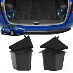 2020 2021 Tesla Model Y Rear Trunk Organizer Storage Boxes with Lids, Side Storage Protector Packets, Storage Bins for Model Y (5-Seater) Interior Acc