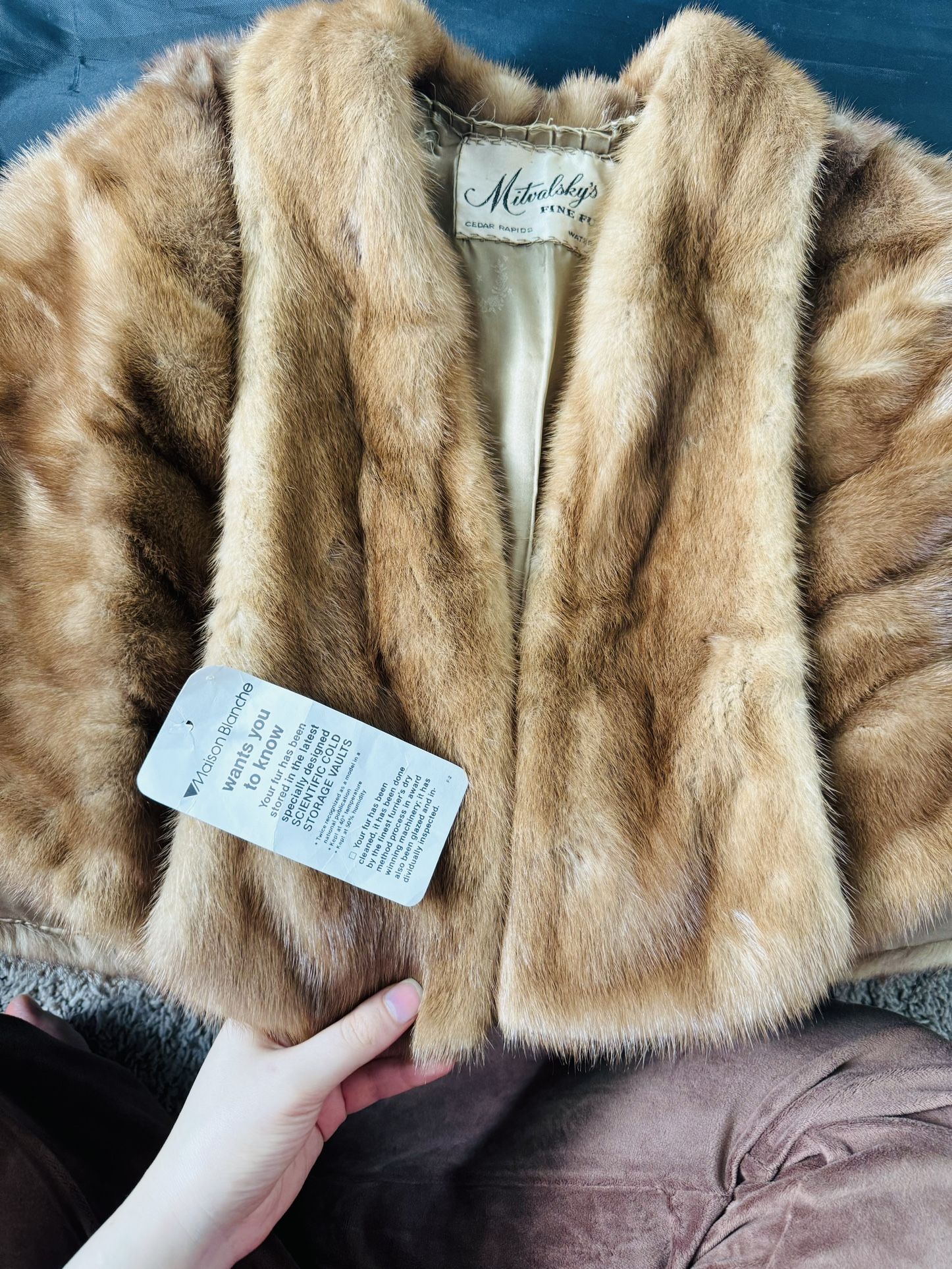 Real 100% Vintage Mink Stole Coat Cape Or Bolero Jacket