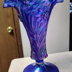 Opalescent Blue Fenton Vase 