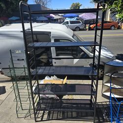 Five Tier Black Metal Shelf For Storage | 47in L, 16in W, 88in H