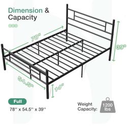Full- Black Metal Bed Frame
