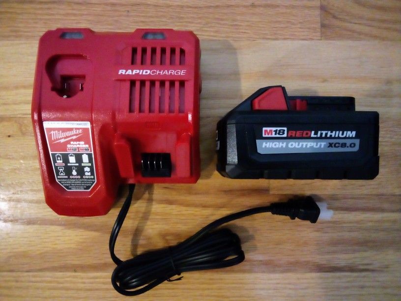 Milwaukee M18 High Output XC8.0 Battery And Rapid Charger 