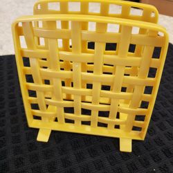 Vintage MCM basketweave harvest gold napkin holder