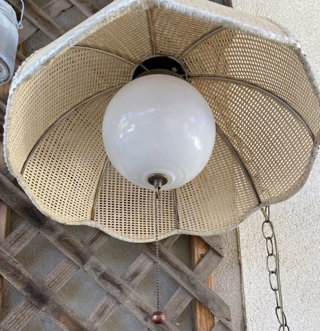 Vintage Rattan Swag Lamp $100