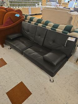 Black Pleather Futon