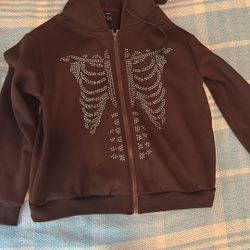 Bedazzled Skeleton Zip Up Hoodie