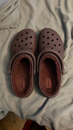 Burgundy Furry Crocs Brand New
