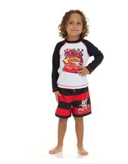 NWT Lightning McQueen 2 piece rashguard and swim trunks size 3t