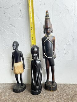 Wood African Mini Statue For Decoration 
