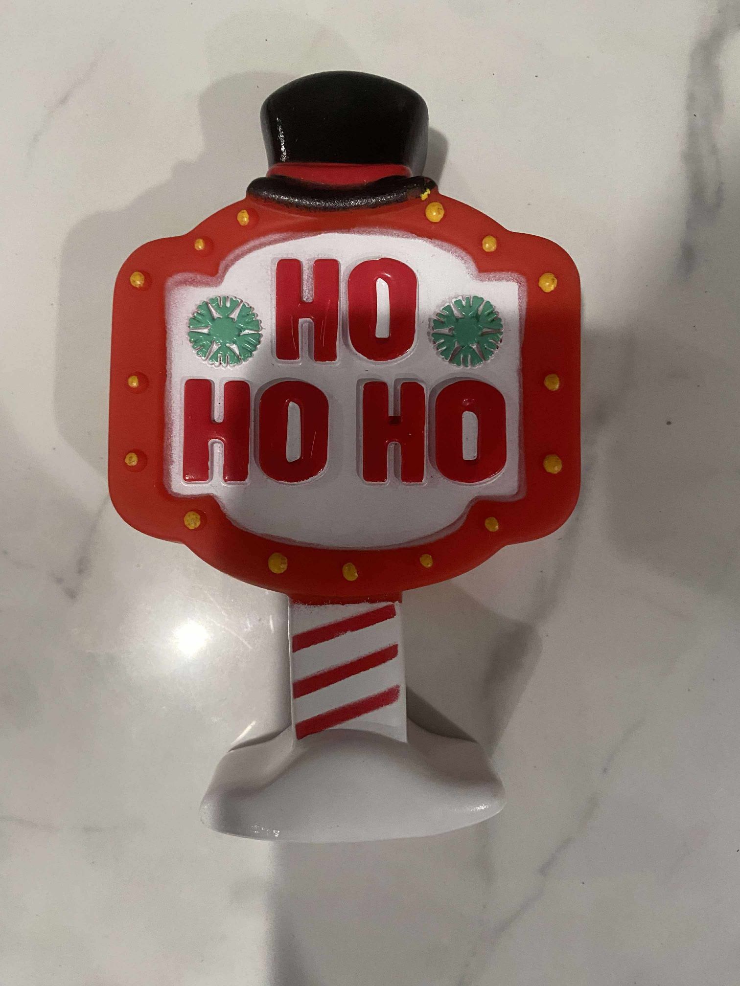Christmas Holiday Ho Ho Ho Sign Dog Squeek Toy