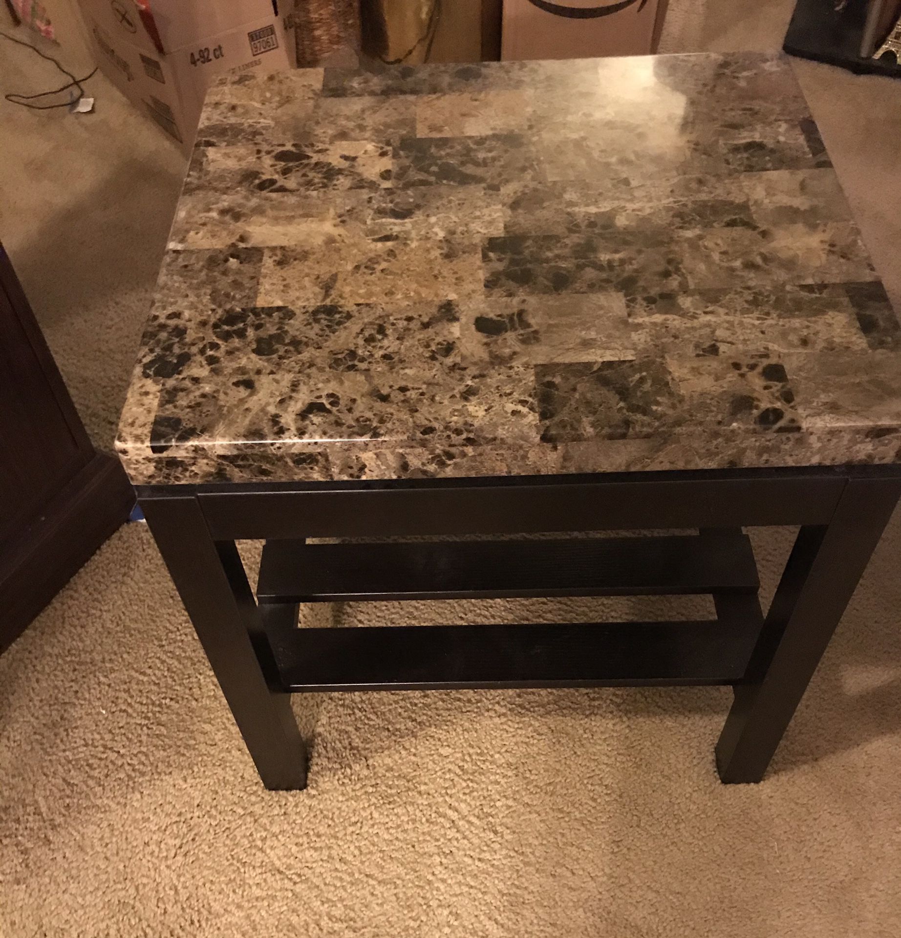 Brown marble matching end table