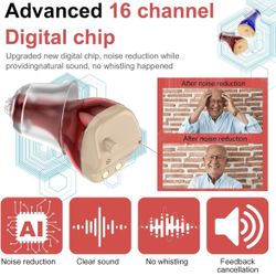 Hearing Aids for Seniors, Invisible Hearing Amplifiers with Noise Cancelling, Rechargeable Hearing Aids for Severe Hearing Loss Adults, Comfort In-ear