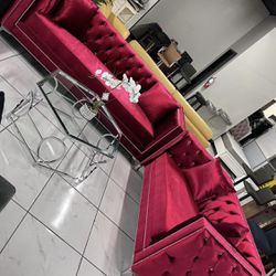 Beautiful And Customizable Sofa Set ❤️ Red Glam Velvet ❤️