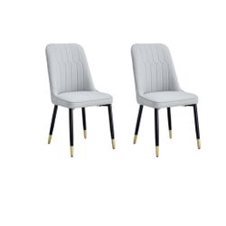 Modern Dining Chairs – Set of 2 | PU Leather Backrest with Black Metal Legs | Brand New
