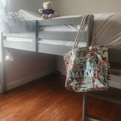 Grey Full Size Junior Loft Wood Bed Frame