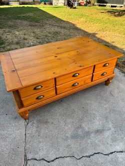 Solid Wood Coffee Table with Drawers
