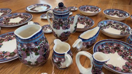 Vintage Hand-Painted Ceramic Dinnerware Set