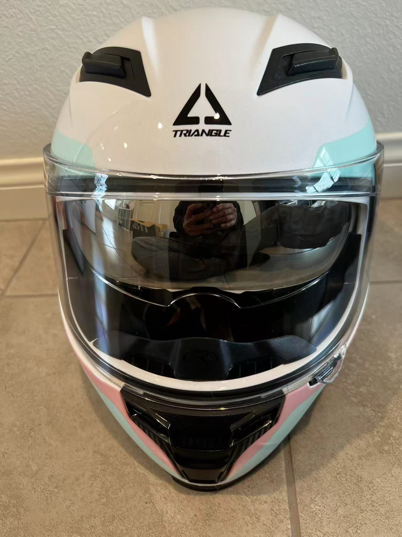 Helmet White With Tinted Visor Size L New