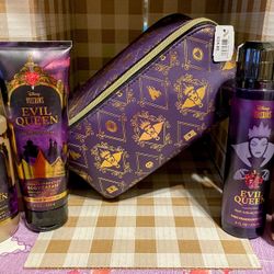 Bath and Body Works Limited Edition Disney Evil Queen Cosmetic Bag + 4PC Body Care Set
