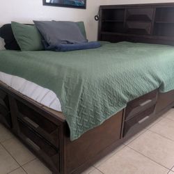 Mahogany Wood Bedframe with Storage 